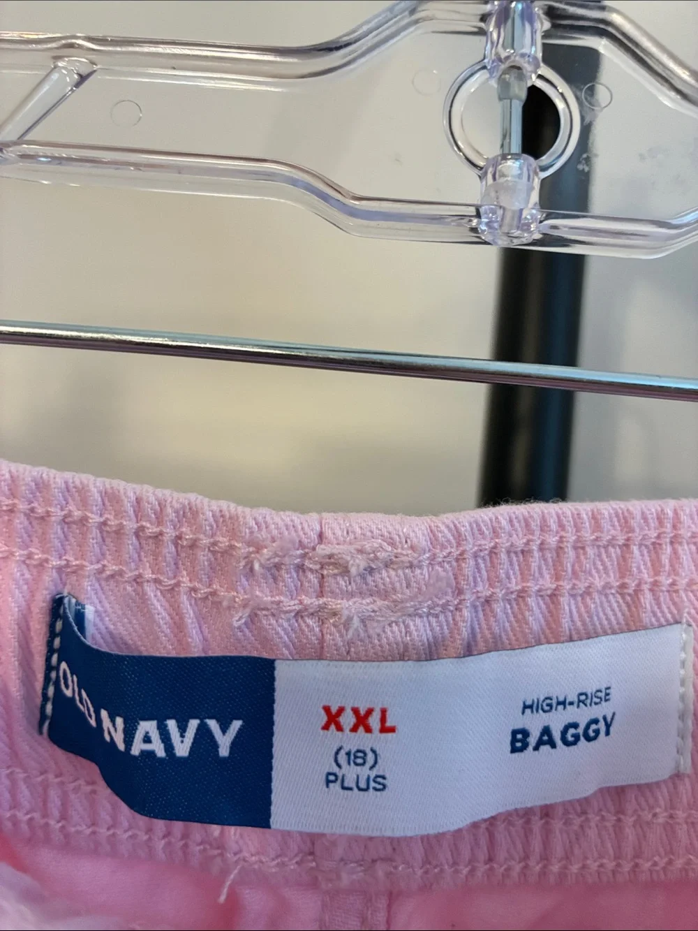 New! Old Navy High Rise Baggy Pink Wide-Leg Jeans 100% Cotton Girls XXL 18 Plus